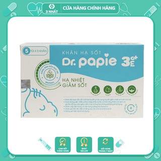 Khăn lau hạ sốt Dr Papie 3m, Khăn lau hạ sốt thảo dược an toàn, Hạ nhiệt độ nhanh - Hộp 25 tờ