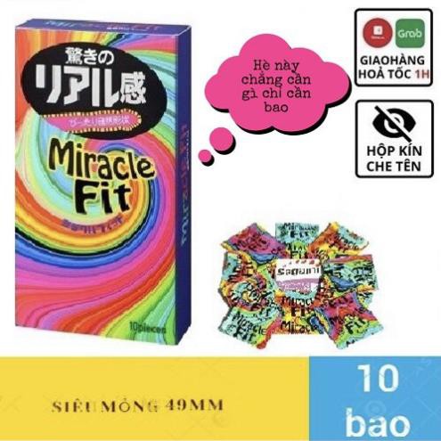 Bao cao su Sagami Miracle - Thiết kế 3D - Ôm khít - Siêu mỏng - Không mùi- Hộp 10 chiếc- HÀNG CHÍNH HÃNG