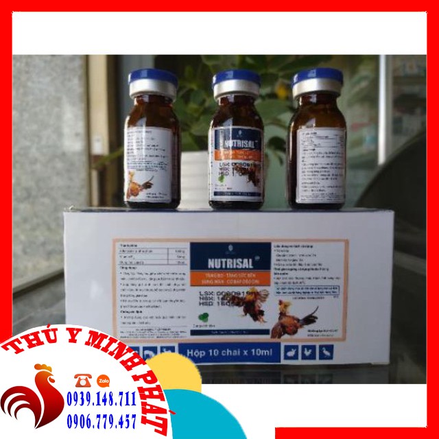 1 HỘP NUTRISAL (10 LỌ X 10ML) NUÔI TĂNG BO GÀ ĐÁ