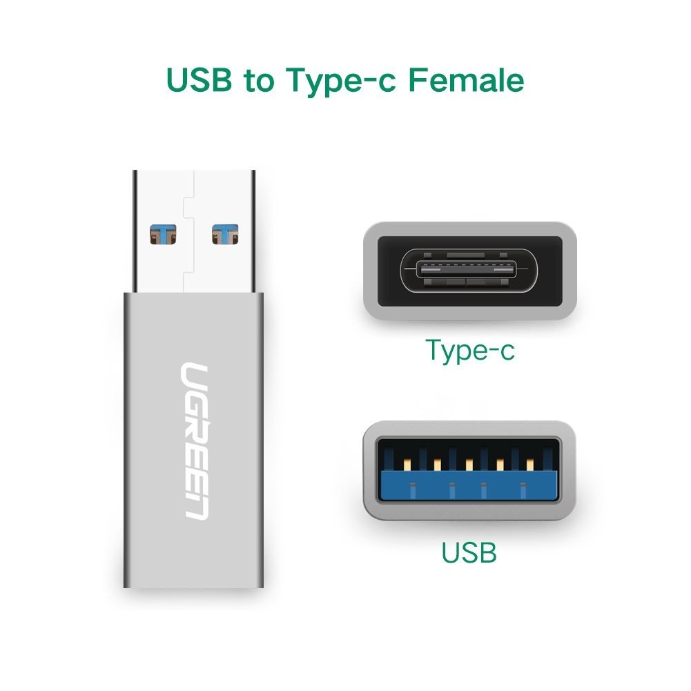 Đầu chuyển đổi USB 3.0 sang USB Type-C (âm) cao cấp chính hãng Ugreen 30705