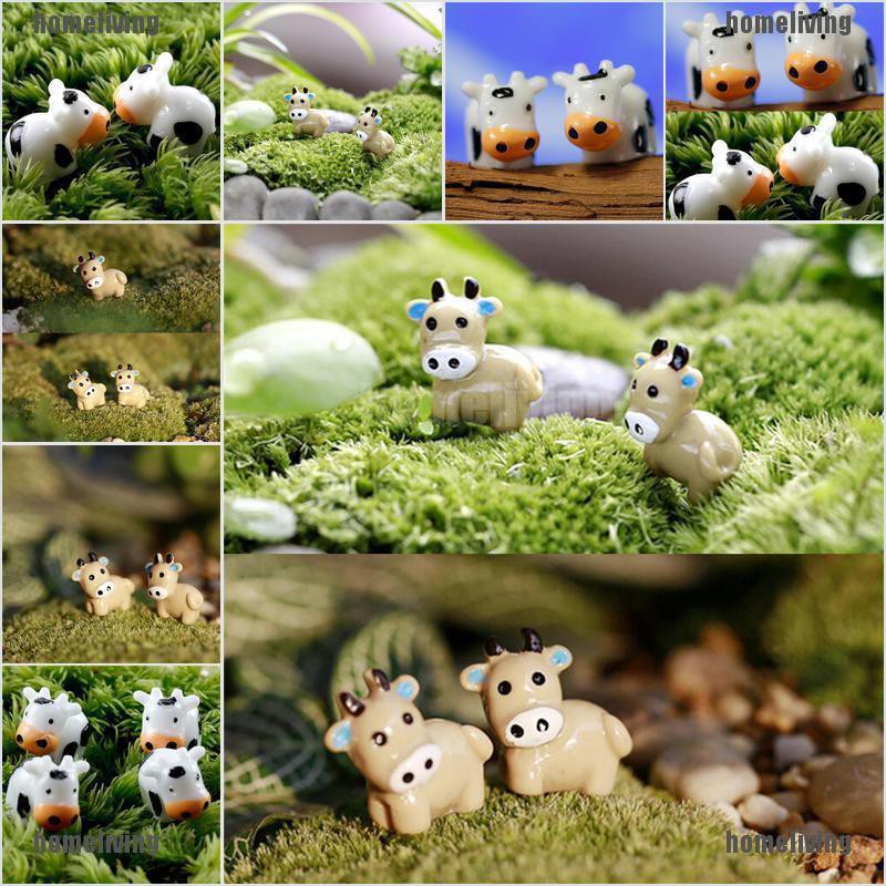 Bộ 2 Mô Hình Bò Sữa Thu Nhỏ Dùng Trang Trí Vườn