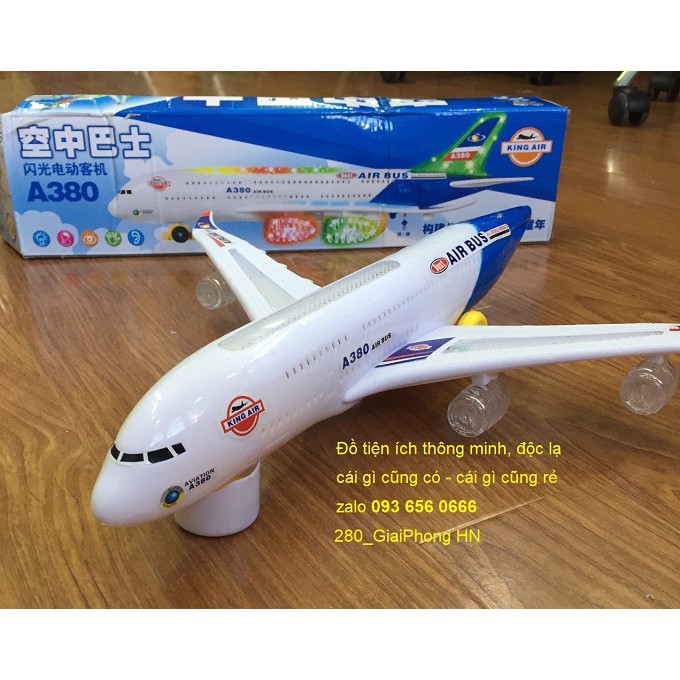 Máy bay đồ chơi airbus a380 2 tầng xoay 360 độ tìm đường