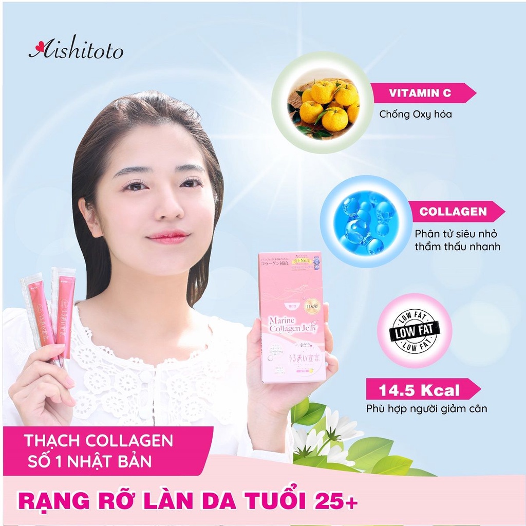 Thạch collagen Jelly Aishitoto Nhật Bản vị chanh Yuzu 30 thanh