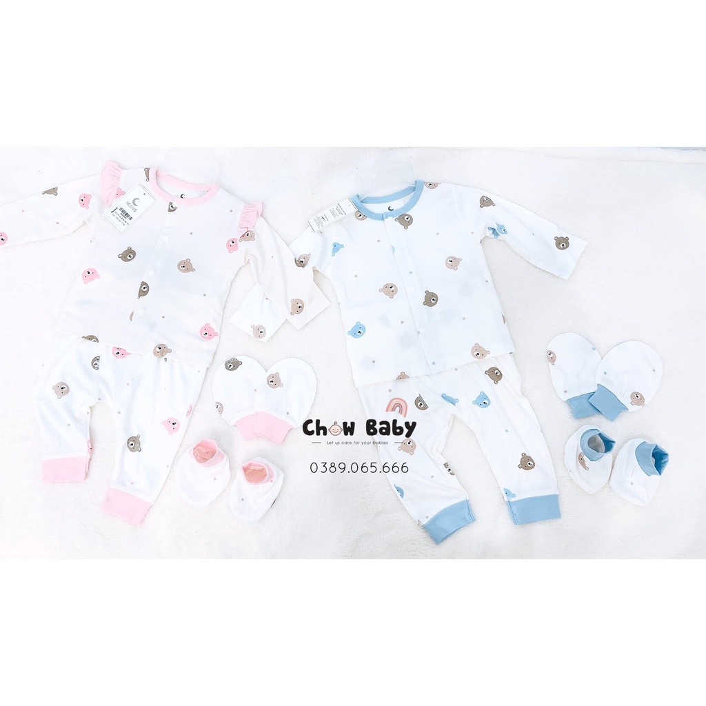 Bộ sơ sinh Moon cài chéo vải petit mềm mịn