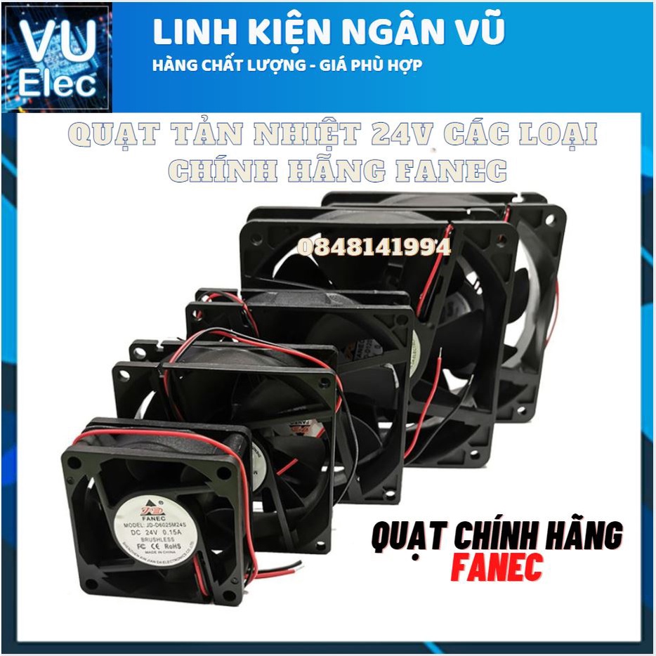 Quạt Tản Nhiệt 24V 4x4, 6x6, 8x8, 12x12CM, Quạt làm mát 24V đủ loại