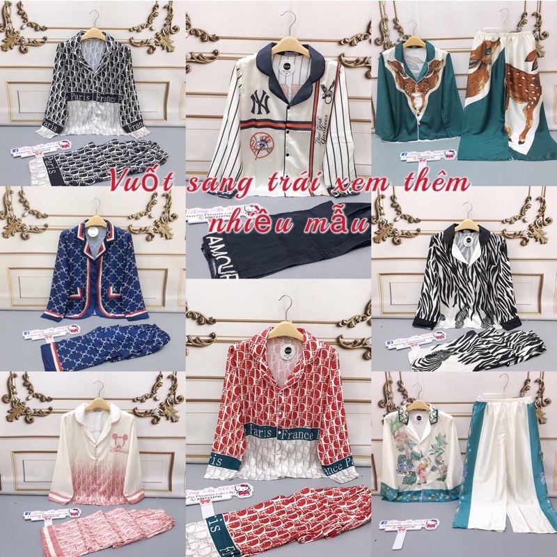 (50 mẫu HOT ) Bộ Mặc Nhà Tay Dài Thiết Kế Latin🏵Pyjama Lụa dài tay cao cấp cực sang(Mềm Mịn Mát) | BigBuy360 - bigbuy360.vn