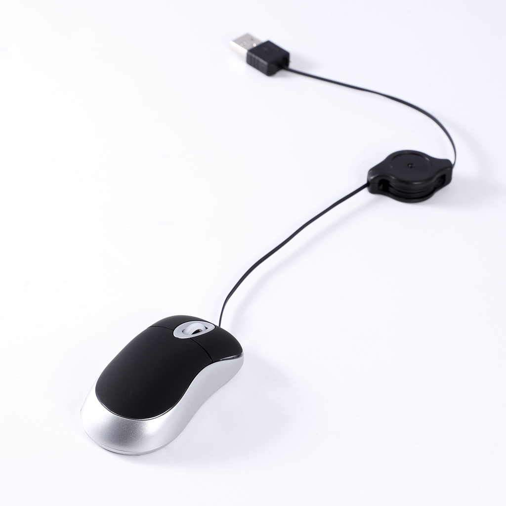 Lovely Mini Wired Mouse Retractable USB Cable Ergonomic Office Computer PC Laptop Gaming Mice【vollter1】