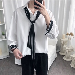 (HÀNG ORDER) ÁO SƠ MI NAM FORM RỘNG KÈM CARAVAT NHẬP KHẨU HÀN QUỐC