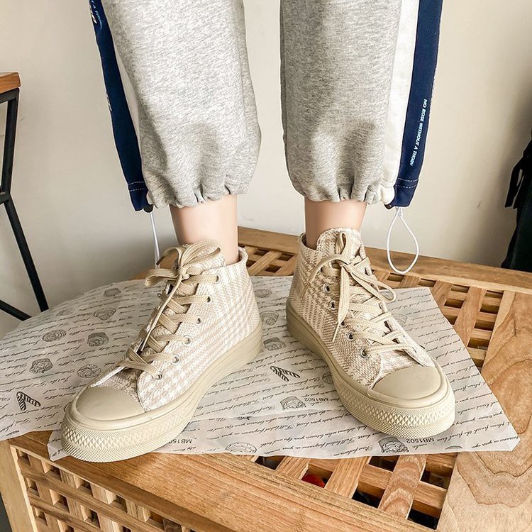 Giày Thể Thao Vải Bạt Cổ Cao Thời Trang Hàn Cho Nữ | BigBuy360 - bigbuy360.vn