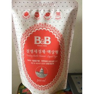 [ Hàng cao cấp] NƯỚC RỬA BÌNH SỮA DẠNG LỎNG B&B TÚI 500ML Hàn Quốc