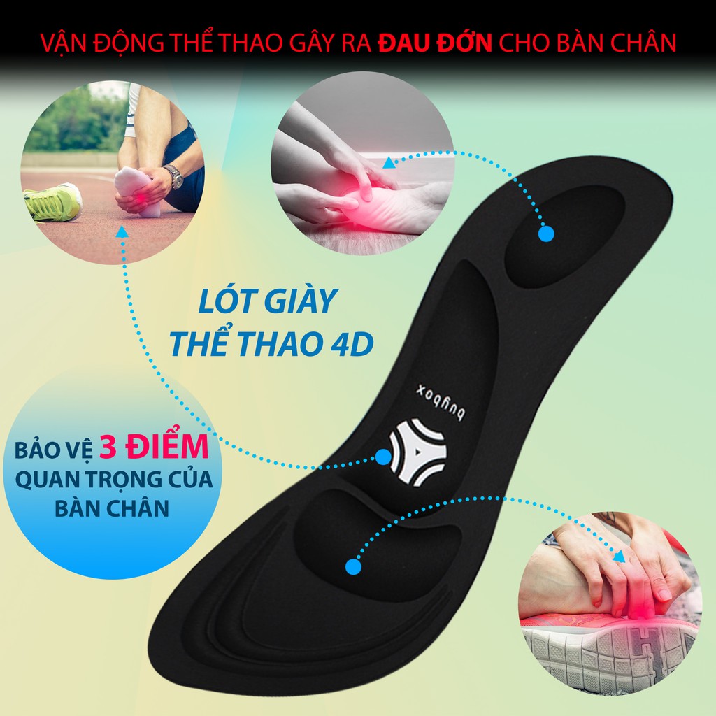 Lót giày thể thao 4D có gờ chống sốc giảm mỏi gang bàn chân - buybox - BBPK36