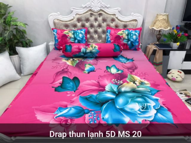 BỘ DRAP THUN LẠNH Ý 5D THÁI LAN CAO CẤP NHIỀU MẪU (INBOX CHỌN MẪU)