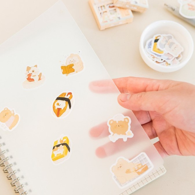 Set 45 Sticker hình dán xinh xắn trang trí mũ bảo hiểm sổ nhật ký cute dễ thương
