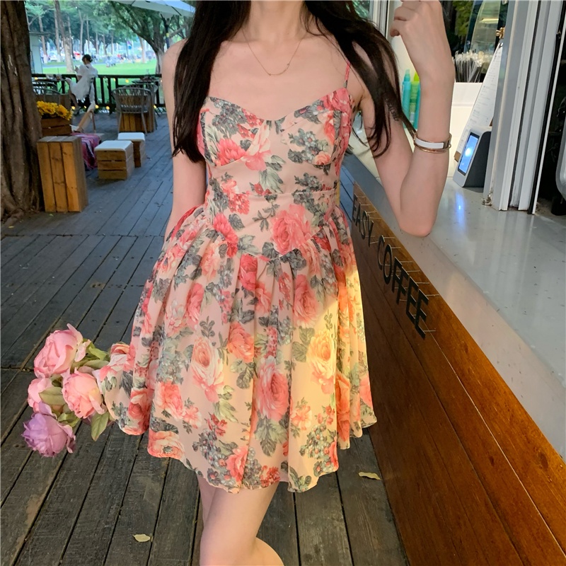 [Hana And Alice] Đầm Hai Dây Màu neon Gợi Cảm