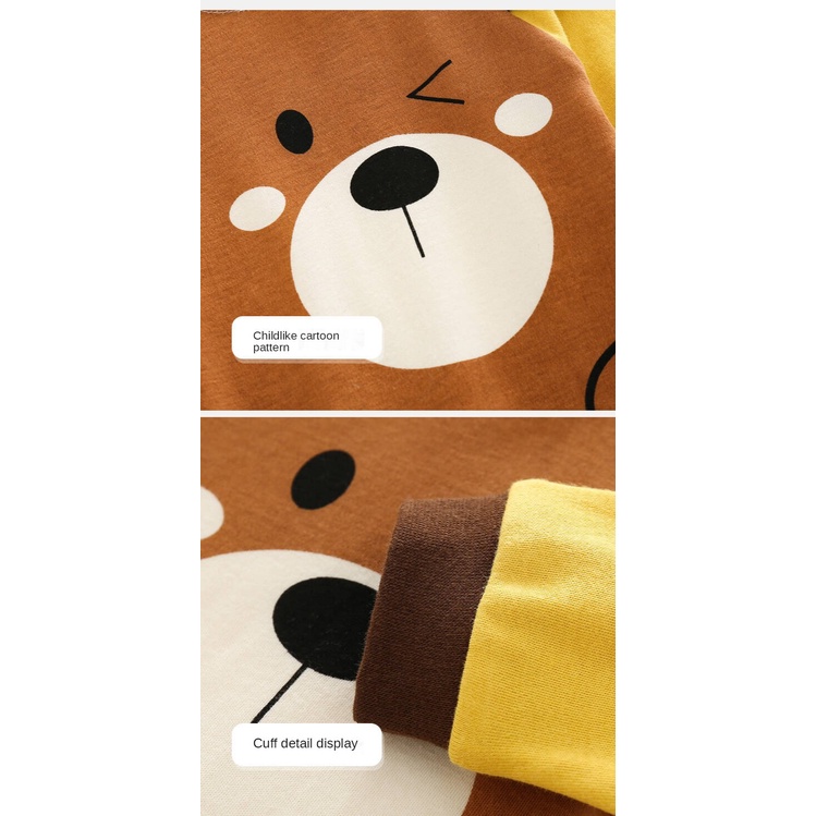 Bộ đồ ngủ liền thân tay dài chất liệu Cotton in họa tiết hoạt hình thời trang cho bé