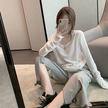 Áo thun cotton tay dài dáng rộng phong cách Hàn Quốc thời trang thu đông dành cho nữ