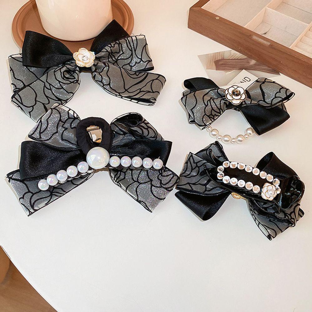 NICKOLAS Kẹp Tóc Đuôi Ngựa Hình Nơ Hoa Phong Cách Vintage Cho Nữ Giá Đỡ