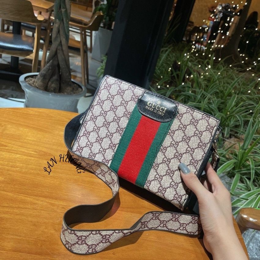 Ttúi đeo chéo i in họa tiết phối sọc dây bản to túi xách nữ LH 102 HUONG LAN SHOP