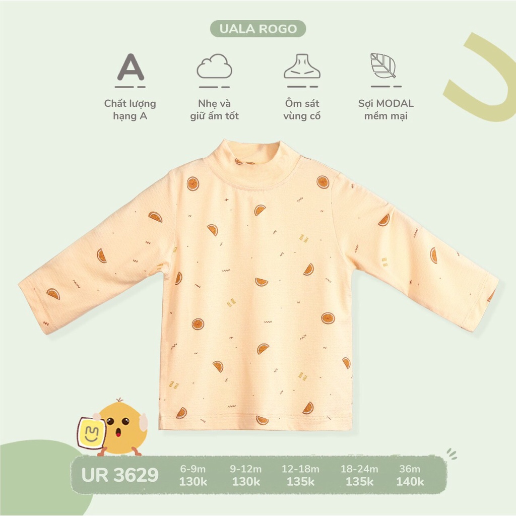 [CHÍNH HÃNG] Áo giữ nhiệt cổ 3cm in hình hoa quả họa tiết trẻ em Uala Rogo