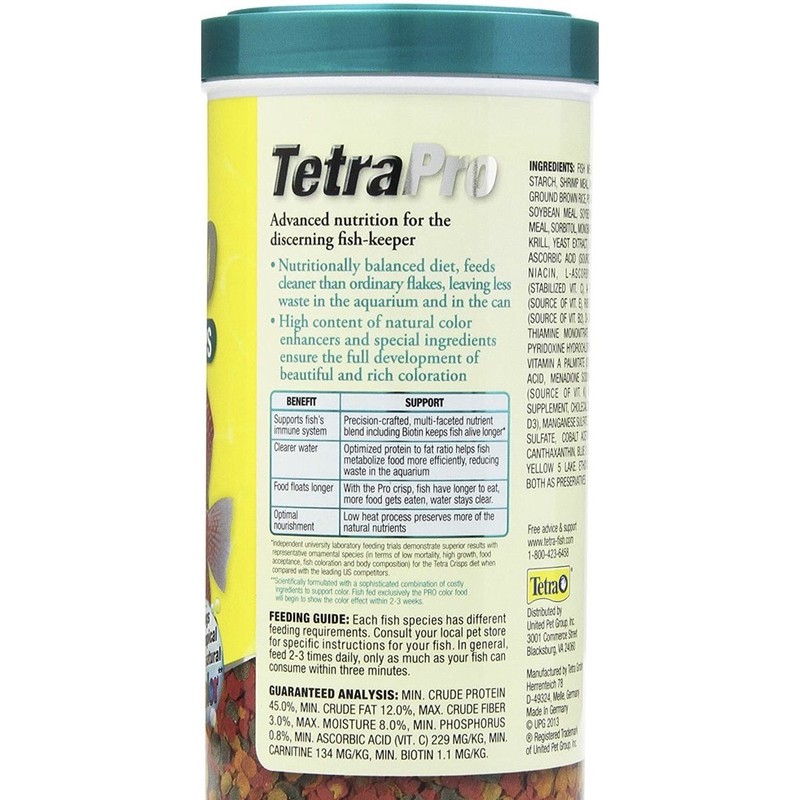 Thức ăn cao cấp cho Cá Đia Tetra Pro Tropical color Crisps cung cấp dinh dưỡng và lên màu sắc tự nhiên [Tetrapro 210g]