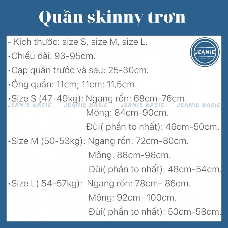 Hàng Loại 1 - Quần Jean Nữ Lưng Cao Co Giãn 4 Chiều Dáng Ôm Đai Trơn JEANIE