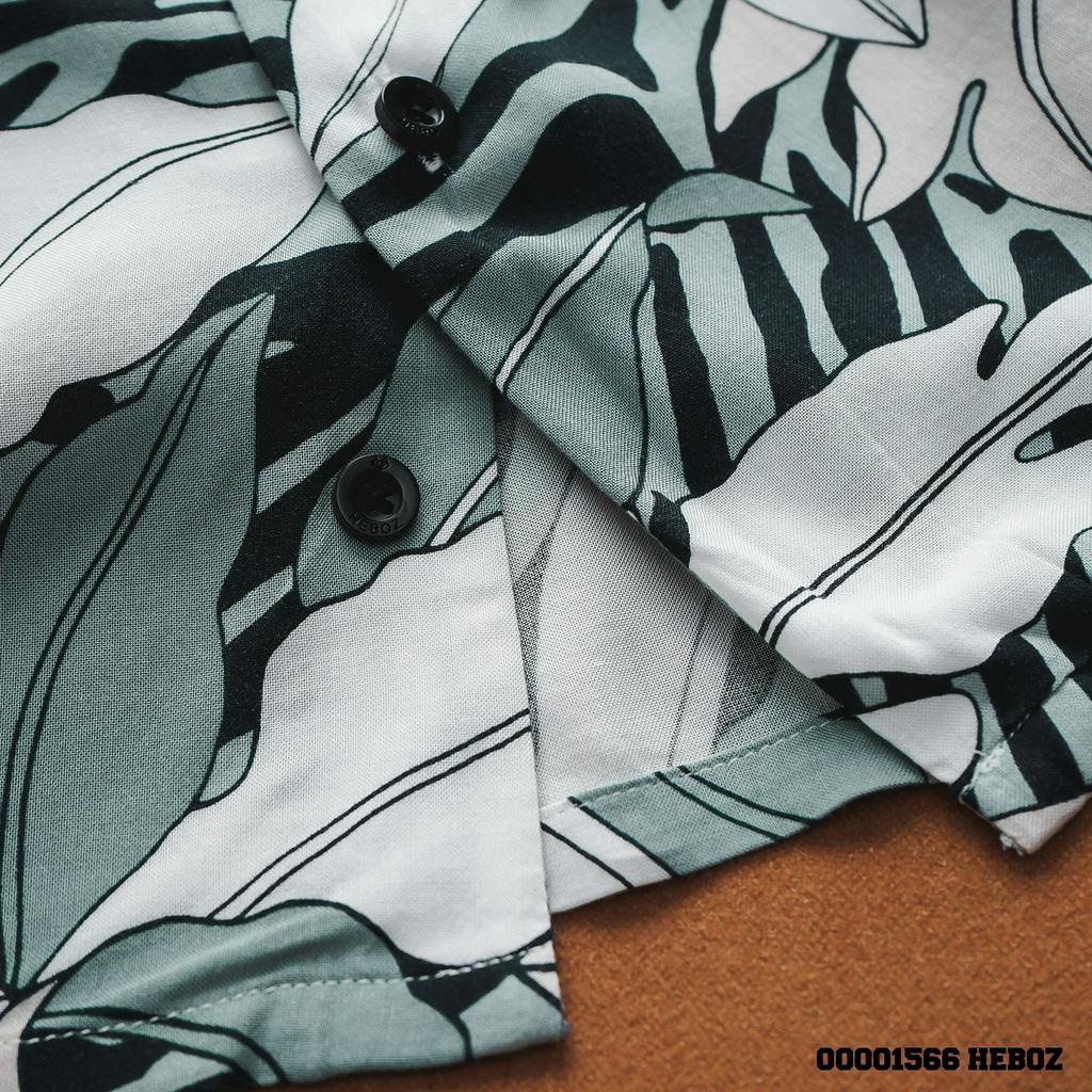 Áo sơ mi pijama linen hoạ tiết Heboz 4M, vải chống nhăn thấm hút có 3 màu basic dễ phối - 00001566