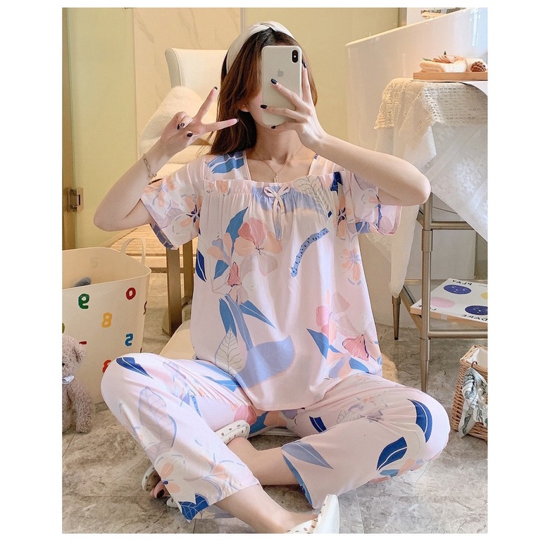 Bộ Lanh Mát Mặc hè SAQ283 Không Mặc Bầu