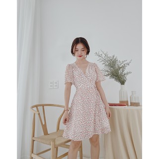 Đầm hoa voan cột chéo eo 3 màu+ảnh chụp thật sp