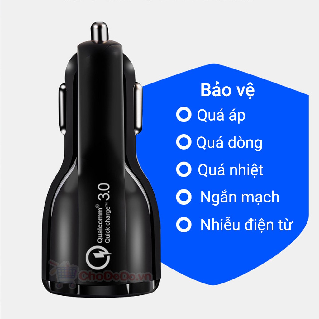 Cốc Sạc Nhanh xe Ôtô CS22 Quick Charge 3.0 9V 12V - Tẩu sạc Ôtô có 2 cổng USB