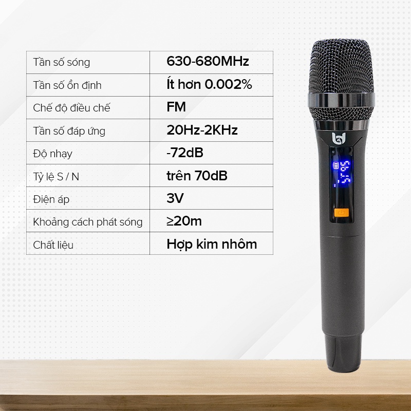 Micro Không Dây Karaoke U-WR20, Chuyên Dành Cho Mọi Loa Kéo, Âm Ly, Tần Số 50, bảo hành 12 tháng