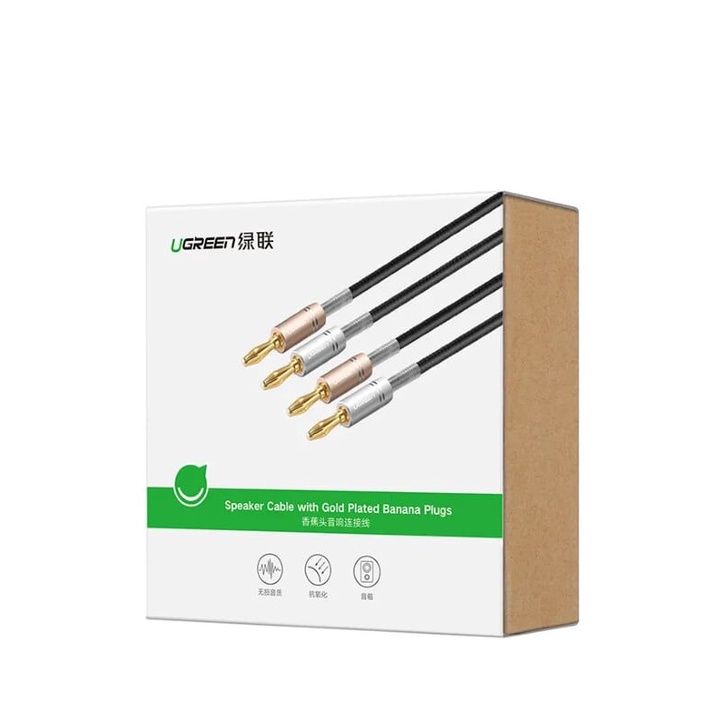 Dây cáp âm thanh đầu giắc bắp chuối UGREEN 50536 AV152 - Hàng Chính Hãng- vỏ bọc sợi nylon dài 1met