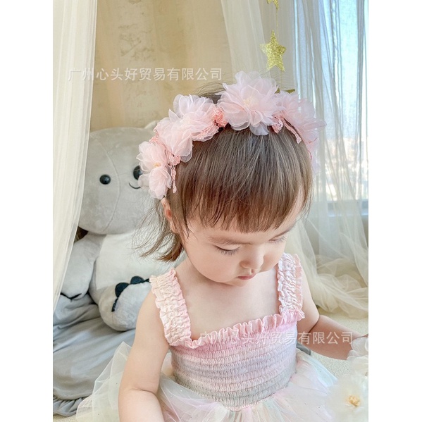 Bờm hoa voan công chúa xinh yêu cho bé