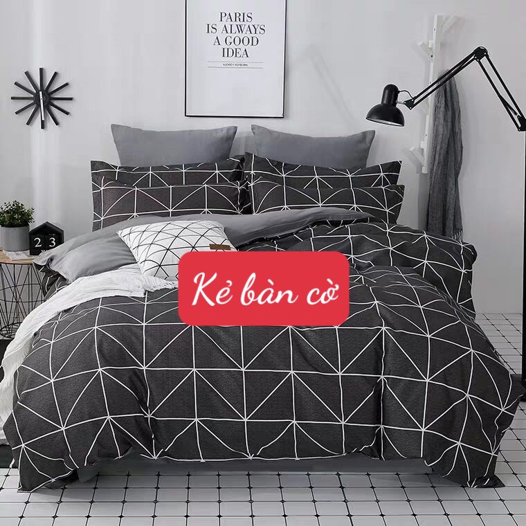 Bộ ga gối 1m5x2m,1m6x2m cotton poly hoa 5 cánh nền xanh lá mvdv33 | BigBuy360 - bigbuy360.vn