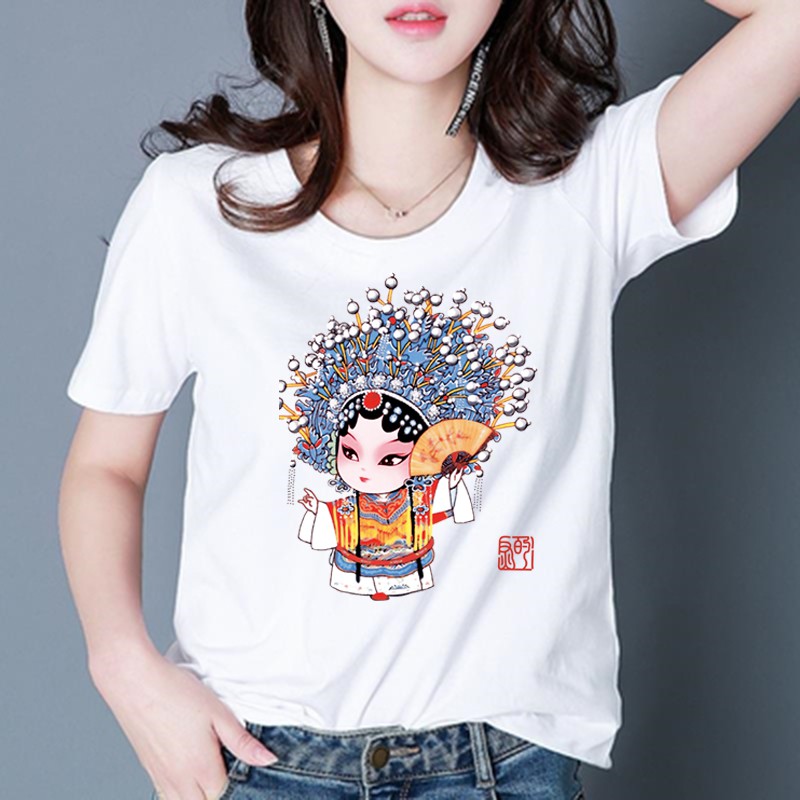 NRVP Áo thun ngắn tay cổ tròn phong cách Trung Quốc thời trang 2021 dành cho nữ