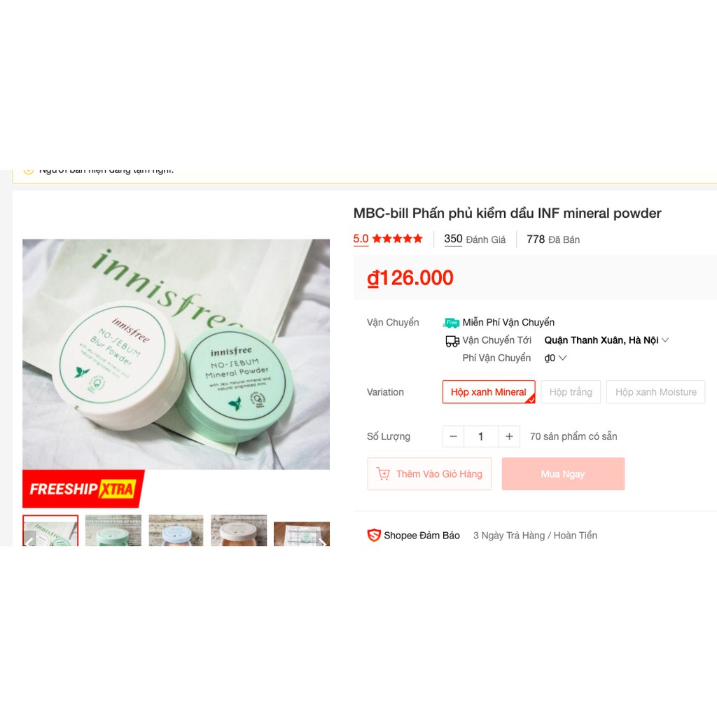 MBC Phấn phủ bột INF mineral powder cho da thiên dầu | BigBuy360 - bigbuy360.vn