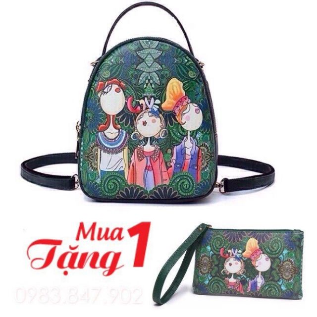 Balo họa tiết 3 cô gái rừng xanh Nga