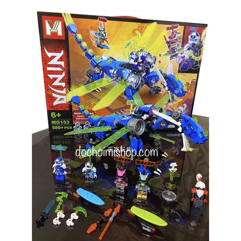 Ảnh thật ✨ Lắp ráp Ninjago Lari 11488 / MG153 Đại chiến Rồng Xanh Jay 546pcs✨