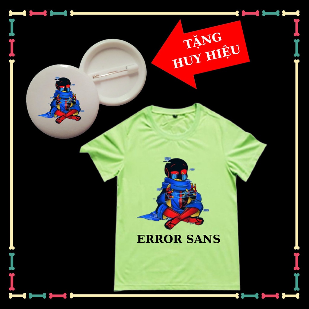Áo Error Sans Undertale siêu ngầu cho trẻ em vải thun thái mềm mịn co giãn 4 chiều Tặng Huy Hiệu Error Sans