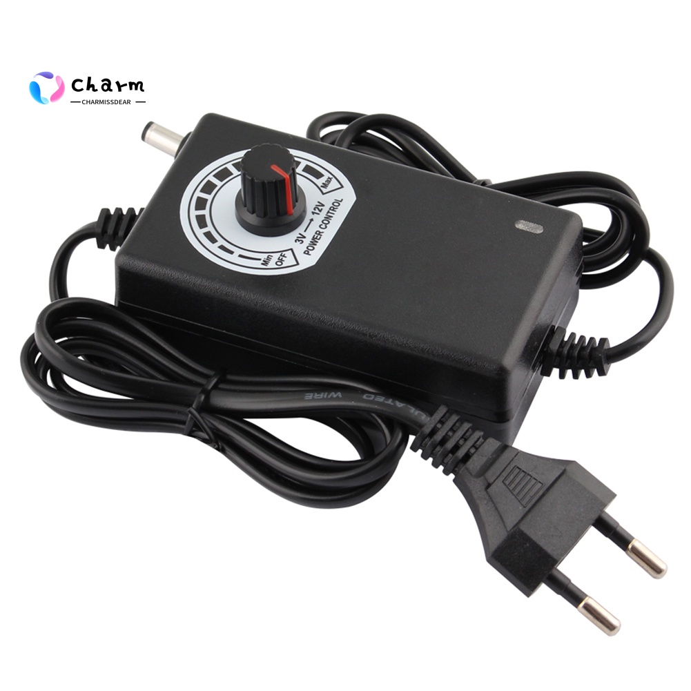 CQP Stock 3V-12V 2A 24W Adjustable Power Supply Adapter Motor Voltage Regulator US/EU Plug