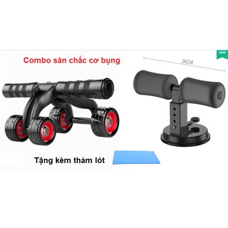 Combo Con lăn tập cơ bụng + thảm lót và dụng cụ tập cơ bụng đa năng - tập GYM tại nhà
