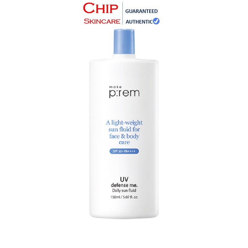 Kem Chống Nắng Dạng Lai Make P:rem UV defense me. Daily sun fluid Hóa Học Lai Vật Lý 150ml [ Kem Chống Nắng Make Prem ]