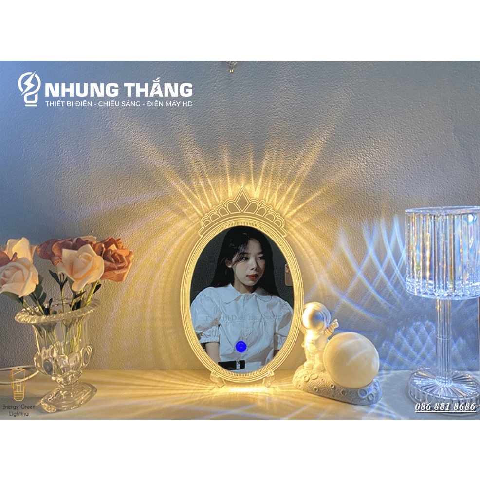 Gương Để Bàn,Gương Trang Điểm Cảm Ứng Có Đèn GTD-1096 - 3 Chế Độ Ánh Sáng - Pin Sạc Tích Điện Sử Dụng Đến 6-8 Tiếng