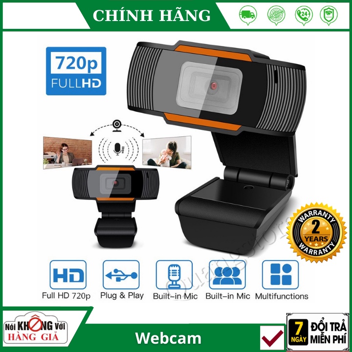 Webcam máy tính laptop livestream có Mic Full HD PC Gaming 720P High Solution - độ phân giải cao hình ảnh sắc nét