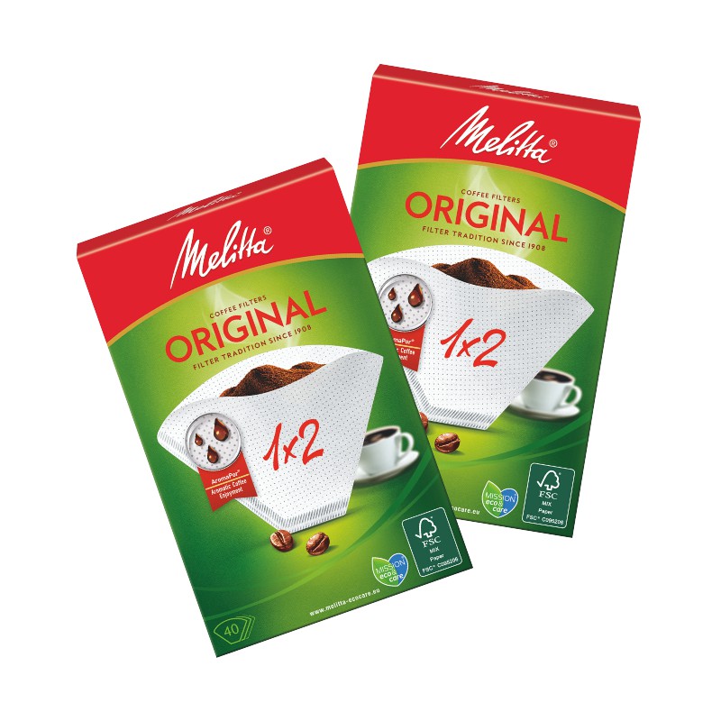 Giấy lọc Cà phê Melitta 1x2 Nhập khẩu Đức Hộp 40 tờ màu Trắng - Hàng chính hãng