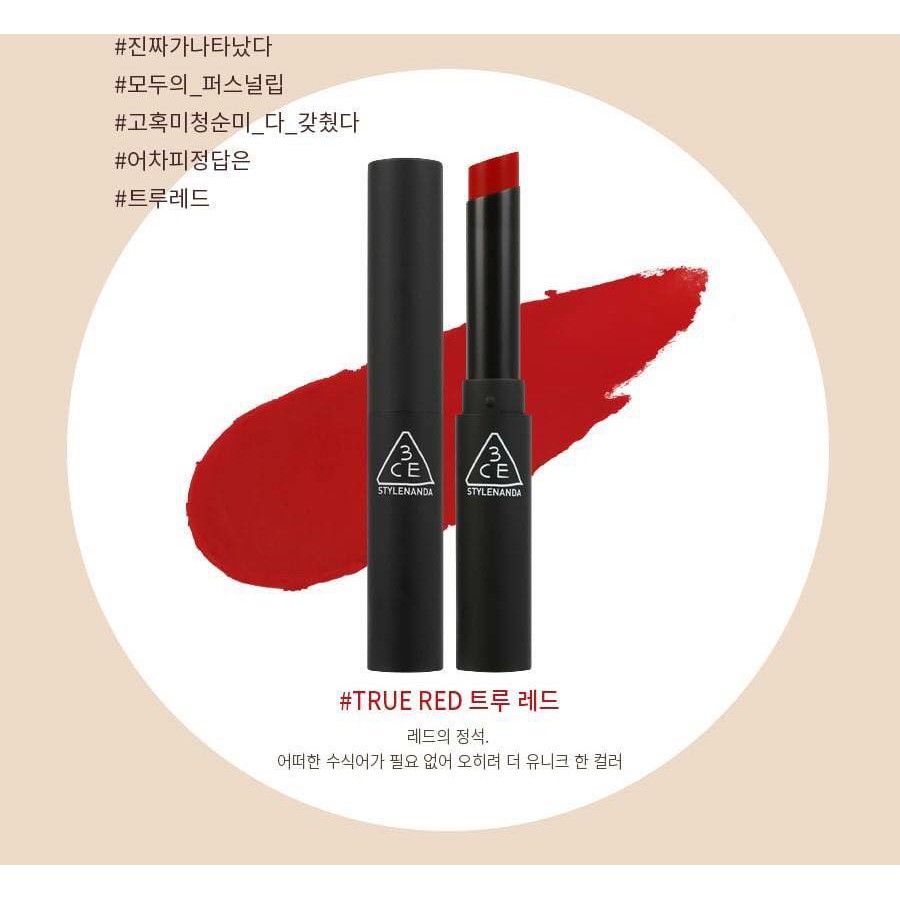 3CE Slim Velvet Lip Color (True Red) đỏ thuần