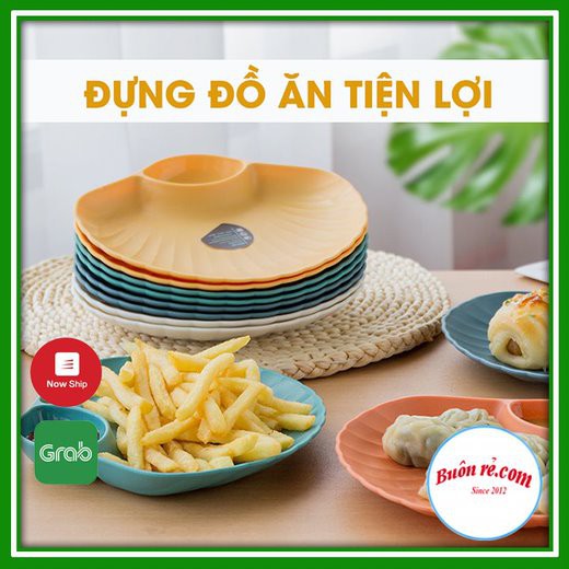Đĩa nhựa đựng thức ăn hình vỏ sò – Đĩa nhựa vỏ sò có ngăn để gia vị chấm độc lạ Br01449