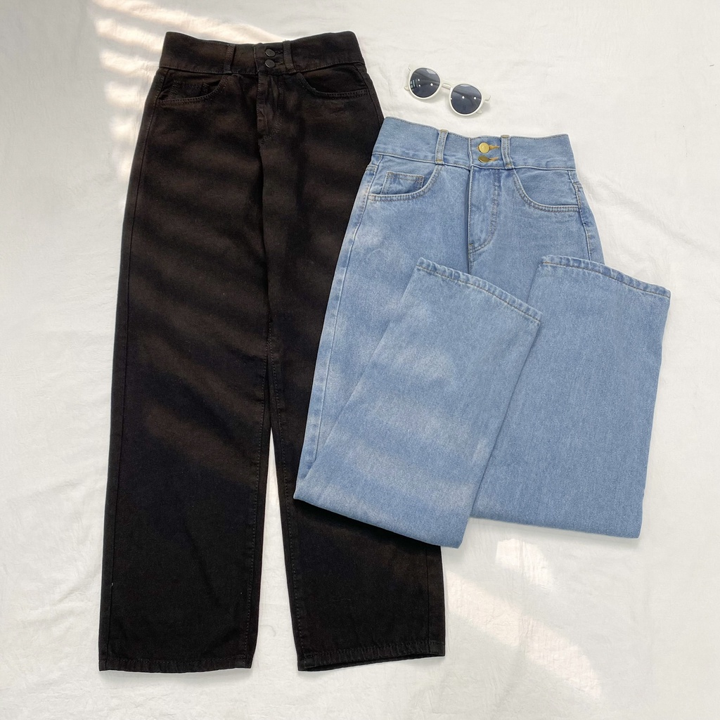 Quần Jeans Nam Nữ UNISEX Ống Rộng Lưng Cao KIA Phong Cách Ulzzang – GIDI