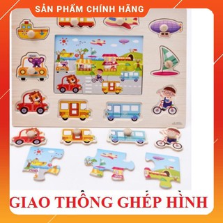 Bảng núm gỗ chủ đề phương tiện giao thông + ghép tranh