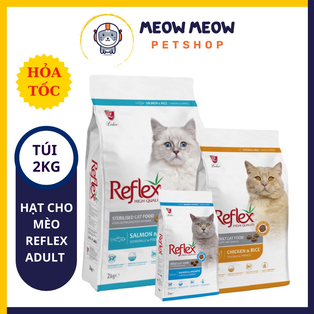 Thức ăn cho mèo Reflex Plus các vị | Túi 2KG | Hạt cho mèo lớn Reflex Plus cao cấp xuất sứ Thổ Nhĩ Kỳ.