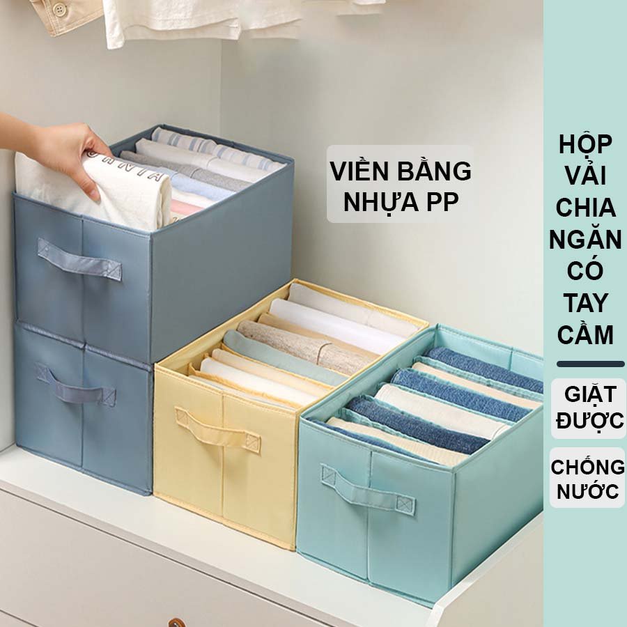 Hộp Đựng Quần Áo Chia Ngăn, Thùng Đựng Quần Áo 9 Ngăn Gấp Gọn, Vải Chống Mốc P070
